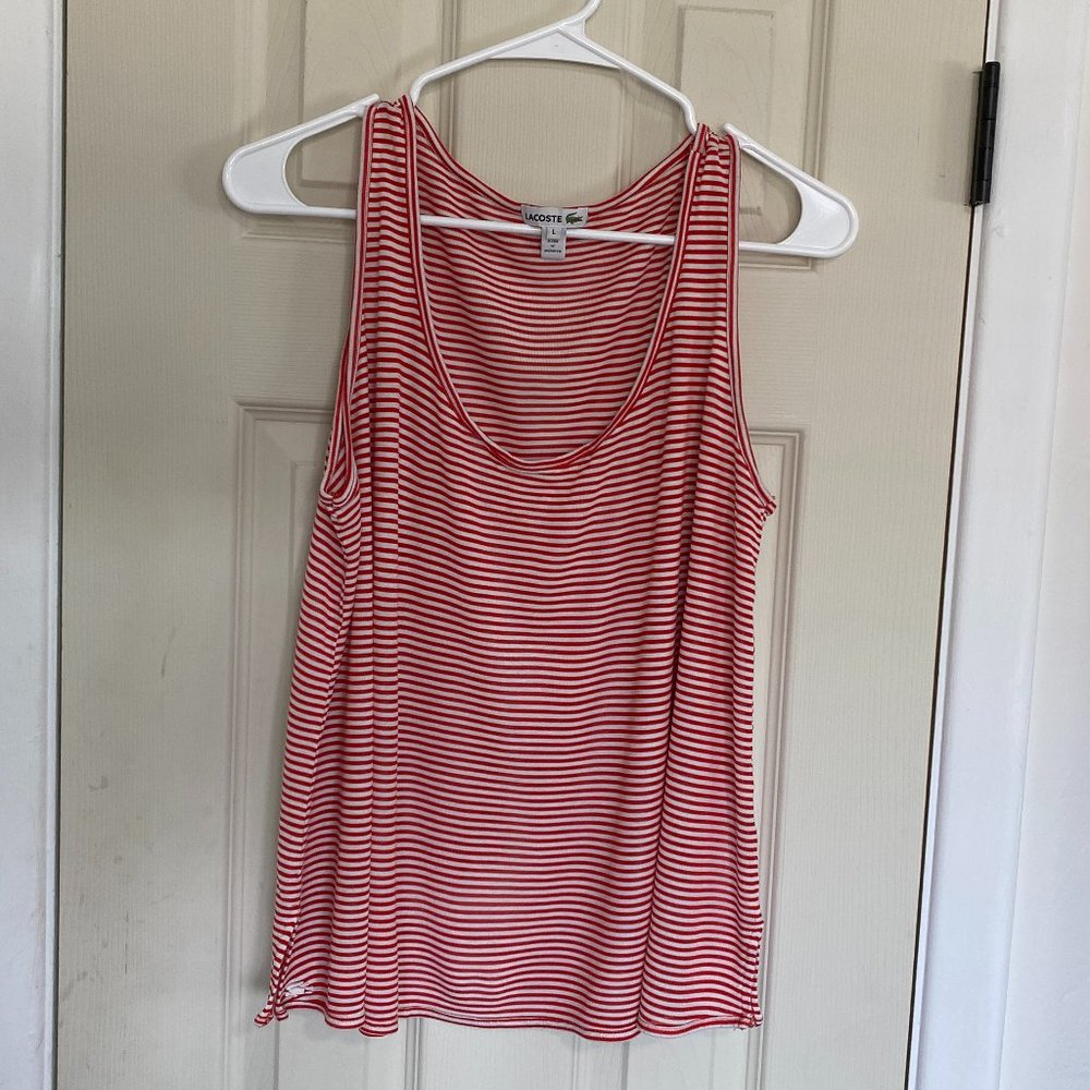 Lacoste Red & White Striped Tank